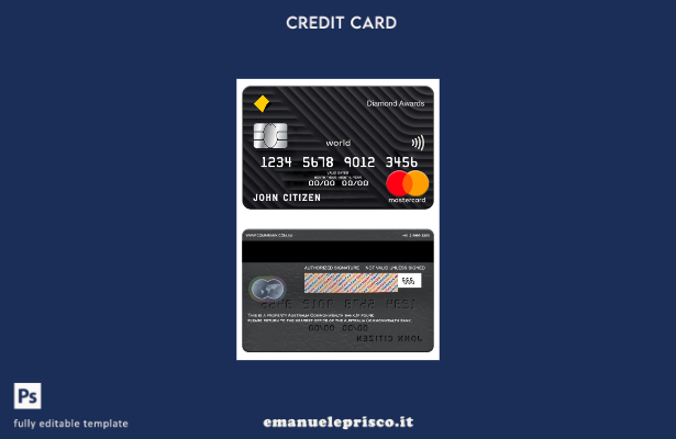 modello di carta mastercard bancaria del Commonwealth australiano in stile verif
